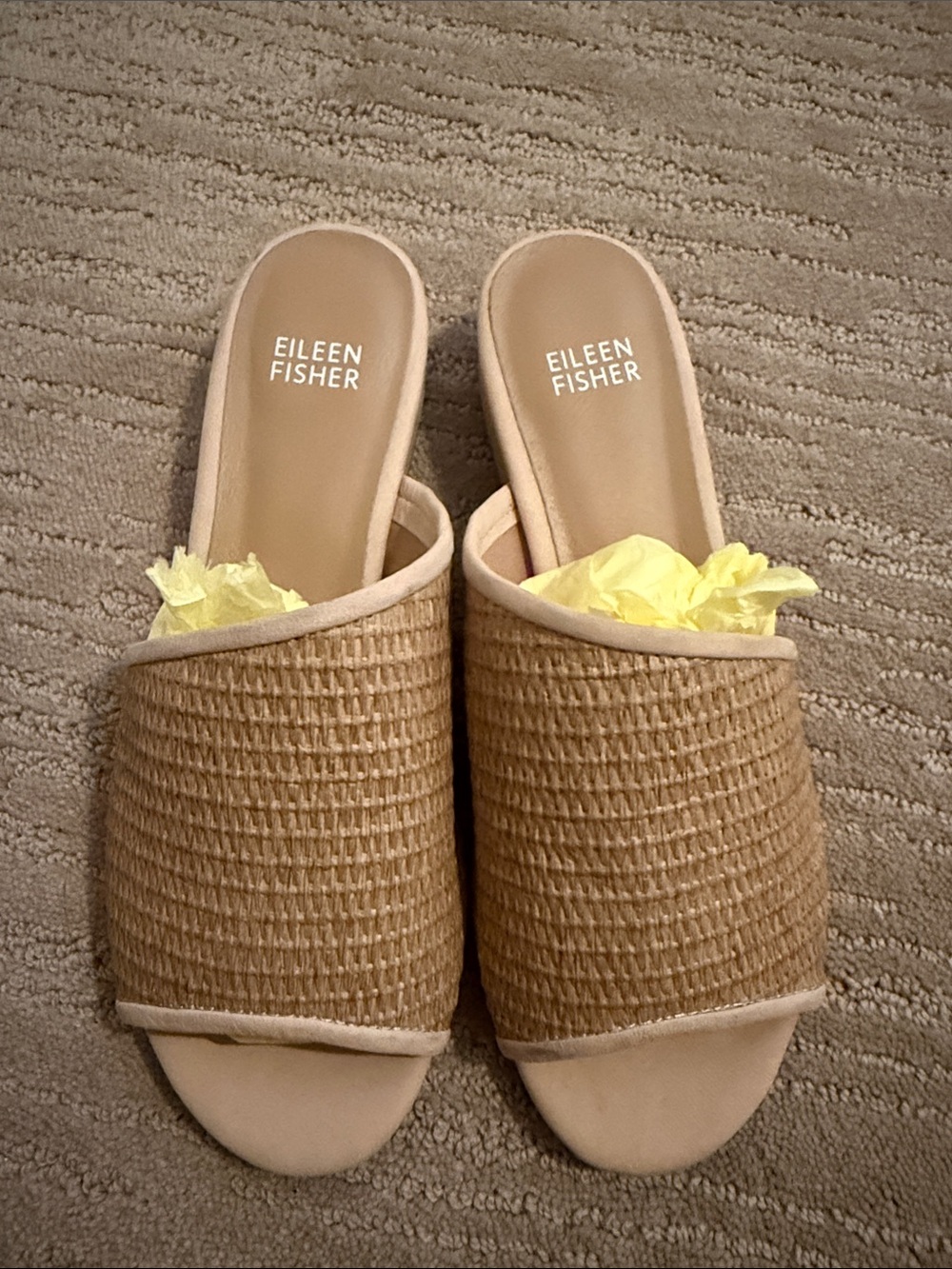 Eileen Fisher Tan Woven Slide Sandals